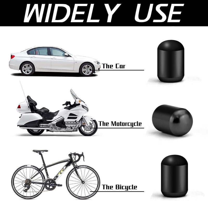 JUSTTOP 4PCS Car Tire Valve Stem Caps, Air Caps Cover, Universal for Cars, SUVs, Bike, Trucks and Motorcycles, Car Wheel & Tire Exterior Accessories-Black - Image 2